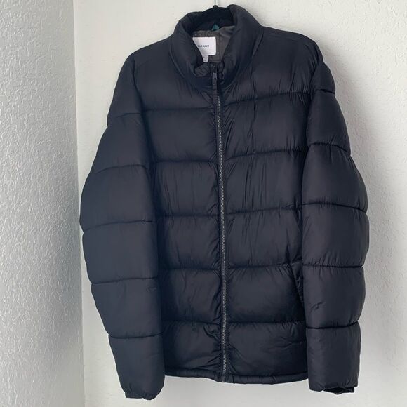 Old Navy Puffer Men’s Jacket Full Zip Pockets Black Coat Size XL - Picture 1 of 8